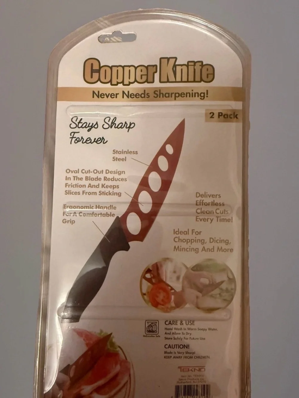 Copper Knife 2-Pc Knife Set 5.5 in Stainless Steel Straight Blade w/ Sheath